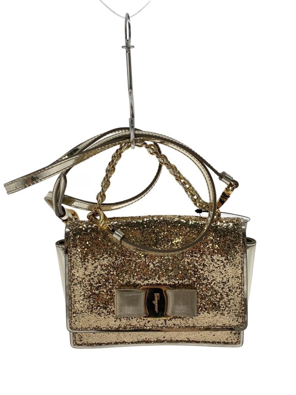 Salvatore Ferragamo Vara Bow glitter bag gold